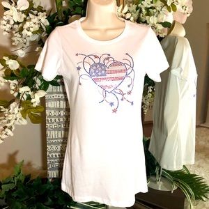 Bling Rhinestone T-shirt - Heart USA